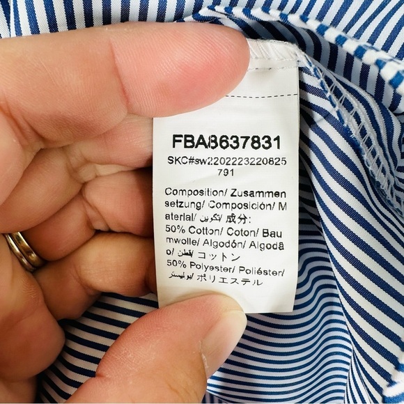 Floerns Ruffle Striped Embroidered Babydoll Blouse - Picture 7 of 9